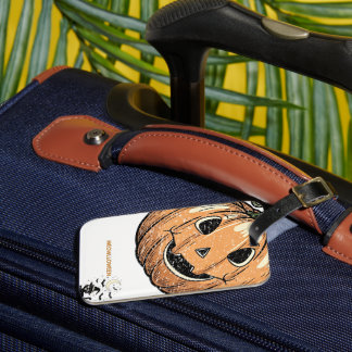 Vintage Pompoen Kat “Meowloween” iPhone Hoesje Bagagelabel