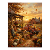 🎃 Vintage Pompoenen Boerderij Kraam Canvas Print 