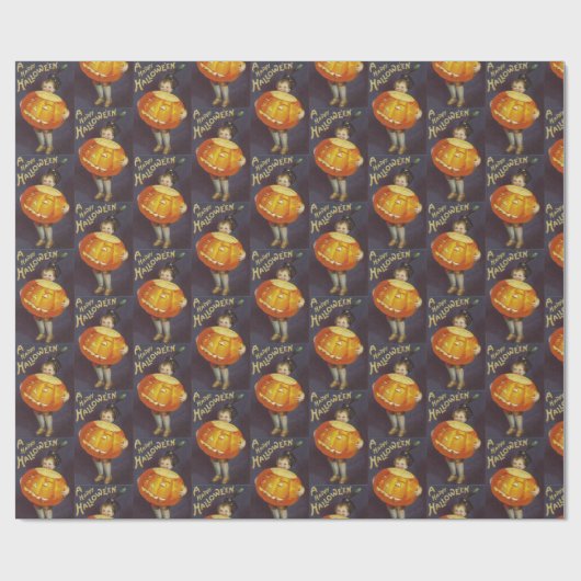 Vintage pompoenen kind met betonstaal cadeaupapier (Vlak)