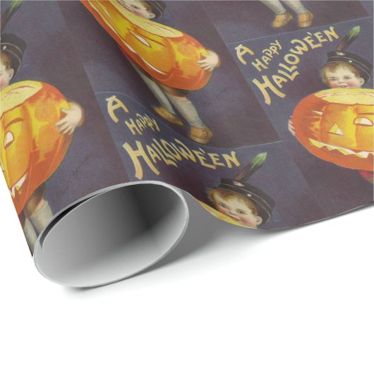 Vintage pompoenen kind met betonstaal cadeaupapier (Rol Hoek)