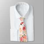 Vintage Pony en Roos Floral - Stropdas<br><div class="desc">Voeg met dit bloemontwerp een aanraking van  elegantie toe aan uw wasmachine.  Peony & Captive Roos is tegen een elegante witte achtergrond geplaatst met een uiteinde in de kwadraten. Elegant en tijdloos,  is dit stropdas zeker om een favoriet in om het even welk seizoen te zijn.</div>