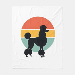 Vintage Poodle Zonsondergang Retro Honden Silhouet Fleece Deken