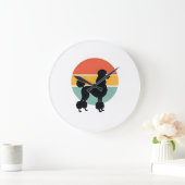 Vintage Poodle Zonsondergang Retro Honden Silhouet Grote Klok (Huis)