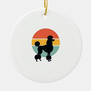 Vintage Poodle Zonsondergang Retro Honden Silhouet Keramisch Ornament