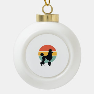 Vintage Poodle Zonsondergang Retro Honden Silhouet Keramische Bal Ornament