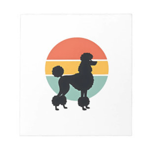 Vintage Poodle Zonsondergang Retro Honden Silhouet Notitieblok