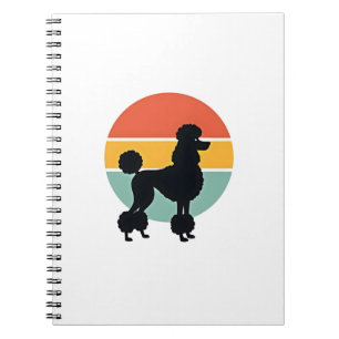 Vintage Poodle Zonsondergang Retro Honden Silhouet Notitieboek