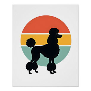Vintage Poodle Zonsondergang Retro Honden Silhouet Perfect Poster