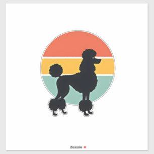 Vintage Poodle Zonsondergang Retro Honden Silhouet Sticker
