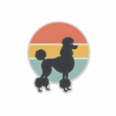 Vintage Poodle Zonsondergang Retro Honden Silhouet Sticker (Voorkant)