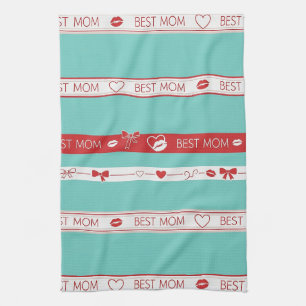 Vintage Pop Art Beste Moeder Liefdepatroon Theedoek