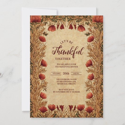 Vintage Poppy Harvest Celebration Kaart (Voorkant)