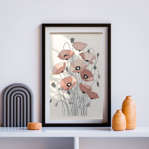 Vintage Poppy Weide II – Aardetone Botanische Illu Poster