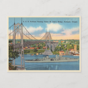 Vintage Portland Oregon bij. John's Bridge Briefkaart