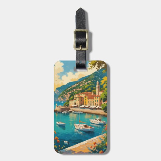 Vintage Portofino Genova Italy Bagagelabel (Voorkant verticaal)