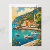 Vintage Portofino Genova Italy Briefkaart (Voorkant / Achterkant)