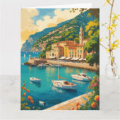 Vintage Portofino Genova Italy Kaart (Gele Bloem)