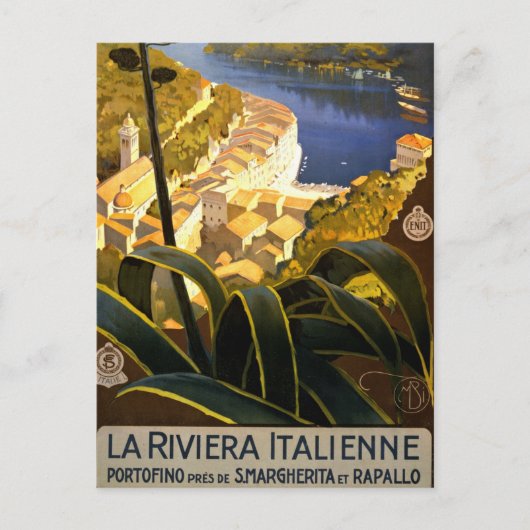 Vintage Portofino Italië Briefkaart (Voorkant)