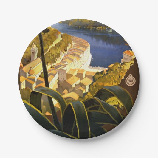 Vintage Portofino Italië Papieren Bordje (Voorkant)