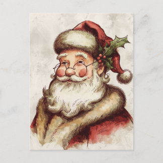 Vintage portret van kerstman briefkaart