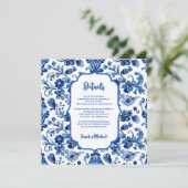 Vintage Portugese Blauwe Bloemtegels Kaart (Staand voorkant)