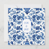 Vintage Portugese Blauwe Bloemtegels Kaart (Achterkant)