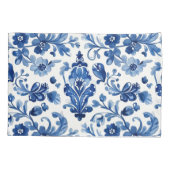 Vintage Portugese Blauwe Bloemtegels Pillowcase Kussensloop (Achterkant-Links)