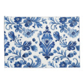 Vintage Portugese Blauwe Bloemtegels Pillowcase Kussensloop (Achterkant-Rechts)