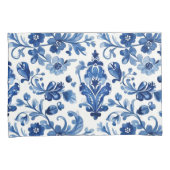 Vintage Portugese Blauwe Bloemtegels Pillowcase Kussensloop (Voorkant-Rechts)