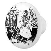 Vintage Posada Mexican Skeleton Dance Keramische Knop (Rechts)