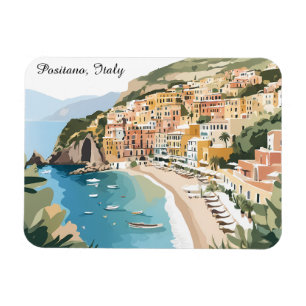 Vintage Positano Italië Amalfi-kust Reis Kunst Magneet