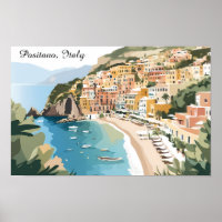 Vintage Positano Italië Amalfi-kust Reis Kunst