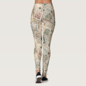 Vintage Postage Stamps Leggings (Achterkant)