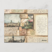 Vintage Postcard Collage with European Letters Briefkaart (Achterkant)