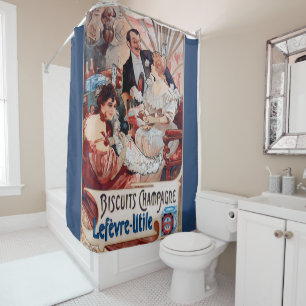 Vintage poster, art nouveau, champagne, elegante d douchegordijn