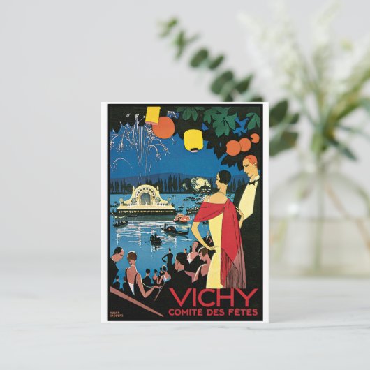 Vintage Poster Art Vichy Frankrijk Briefkaart (Staand voorkant)