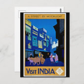 Vintage poster, Bezoek India, Briefkaart (Voorkant / Achterkant)