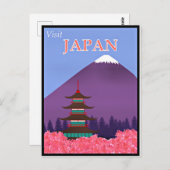 Vintage-poster, bezoek Japan Briefkaart (Voorkant / Achterkant)