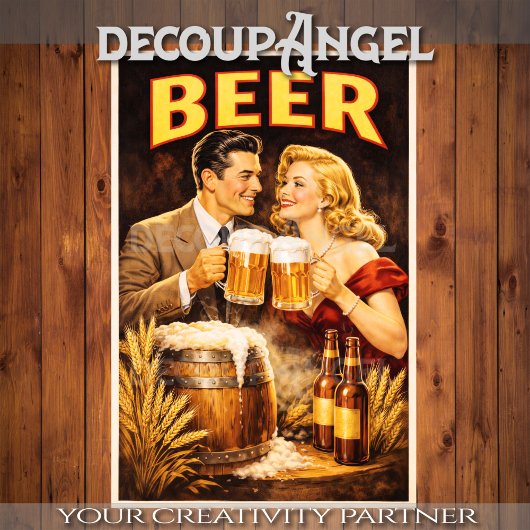 Vintage Poster Bier Viering Decoupage Tissuepapier