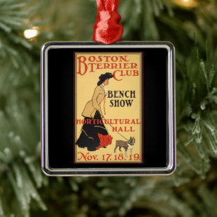Vintage Poster Boston Terrier Club Bench Show Metalen Ornament