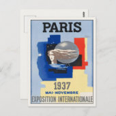 Vintage Poster Briefkaart Print uit Parijs, Frankr (Voorkant / Achterkant)