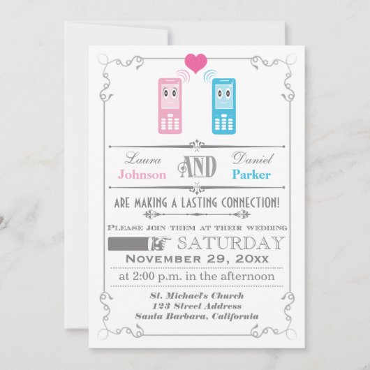 Vintage Poster, Cell Phone Love Weddenation Kaart (Voorkant)