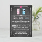 Vintage Poster, Chalkboard Style Wedding Invite Kaart (Staand voorkant)