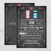 Vintage Poster, Chalkboard Style Wedding Invite Kaart (Voorkant / Achterkant)