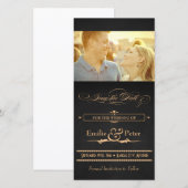Vintage Poster Charcoal & Gold Save the Date (Voorkant / Achterkant)