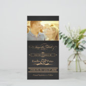 Vintage Poster Charcoal & Gold Save the Date (Staand voorkant)
