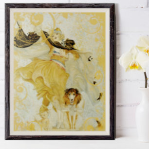 Vintage Poster Collie Dog en Mode Diva