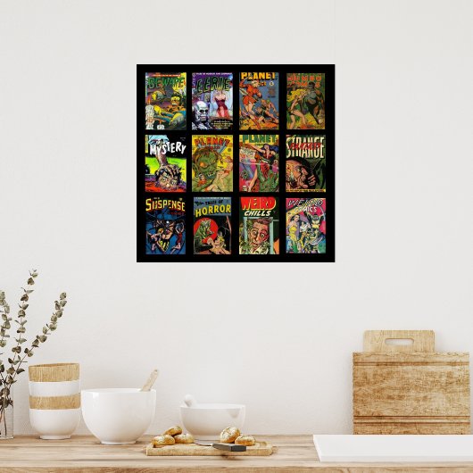 Vintage Poster Comic Book Hoesje Collage (Keuken)