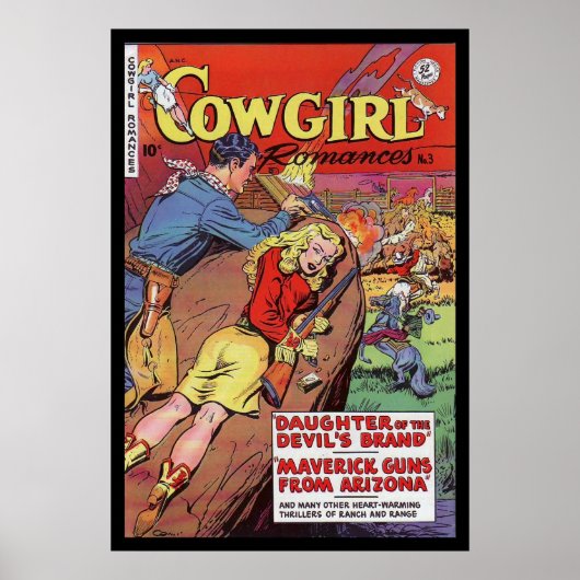 Vintage Poster Comic Book Hoesjes Cowgirl (Voorkant)