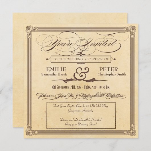 Vintage Poster Cream & Brown Reception only (Voorkant / Achterkant)